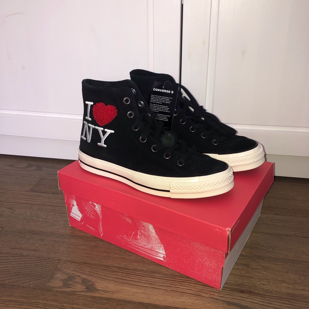 Unisex Converse Chuck High Top I ❤️ NY Black Suede